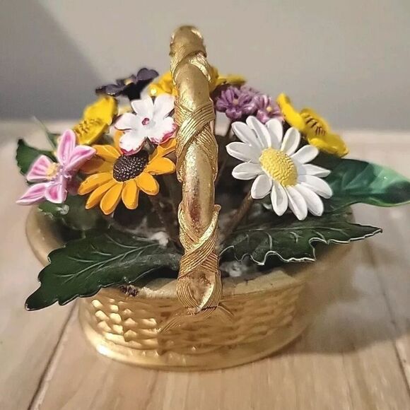 VTG Gorham Enamel Flower Basket Jane Hutcheson Fleur des Siecles Figural METAL - Picture 1 of 10